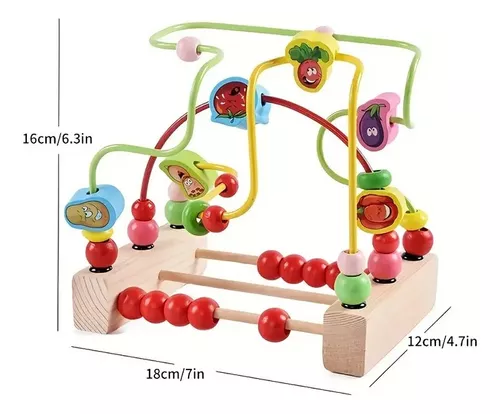 Laberinto Didáctico De Madera Juego De Destreza Pulsómetro cuentas de frutas y verduras