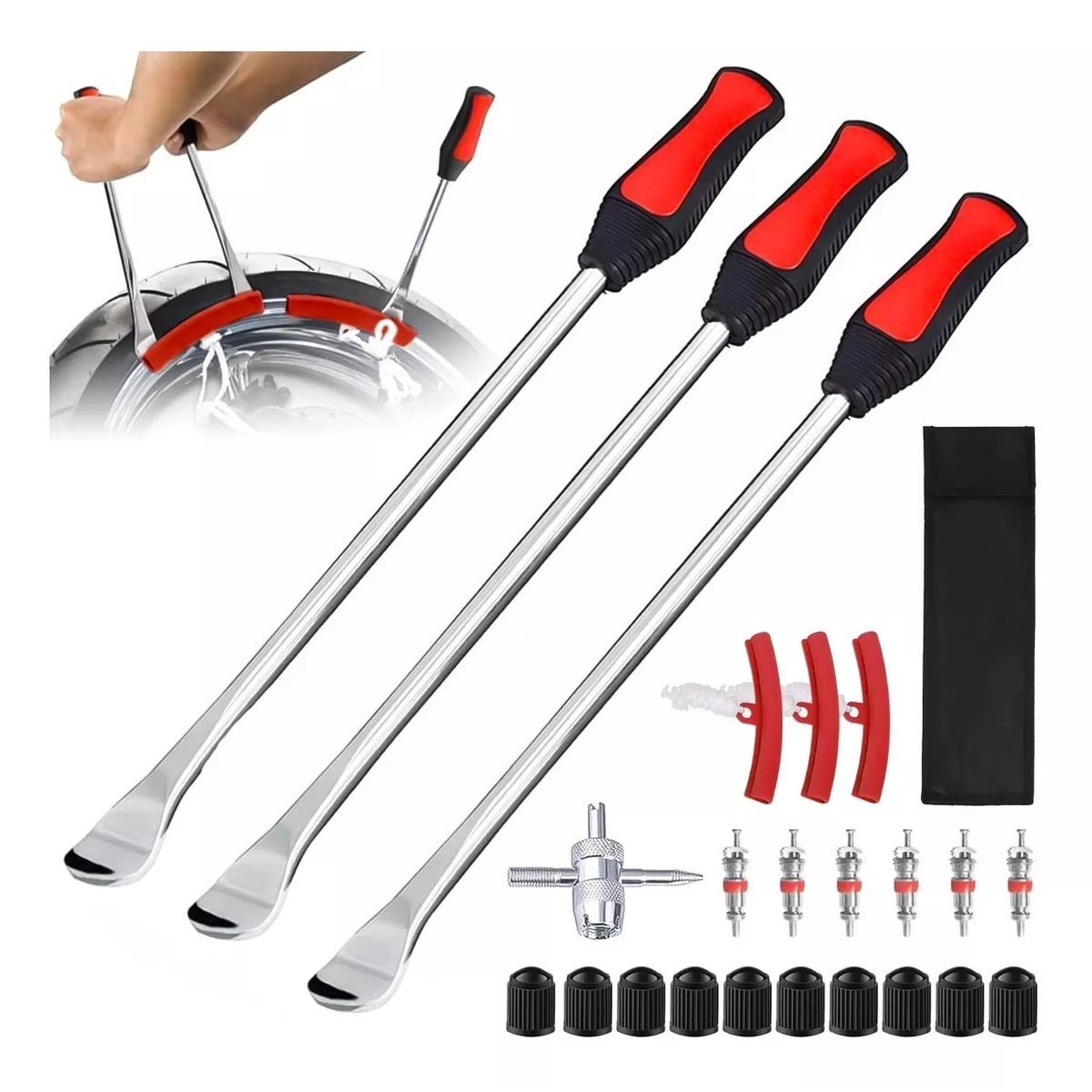 Kit De Palanca Desmontar Para Llantas Motocicleta Bicicleta 24 Pzas.
