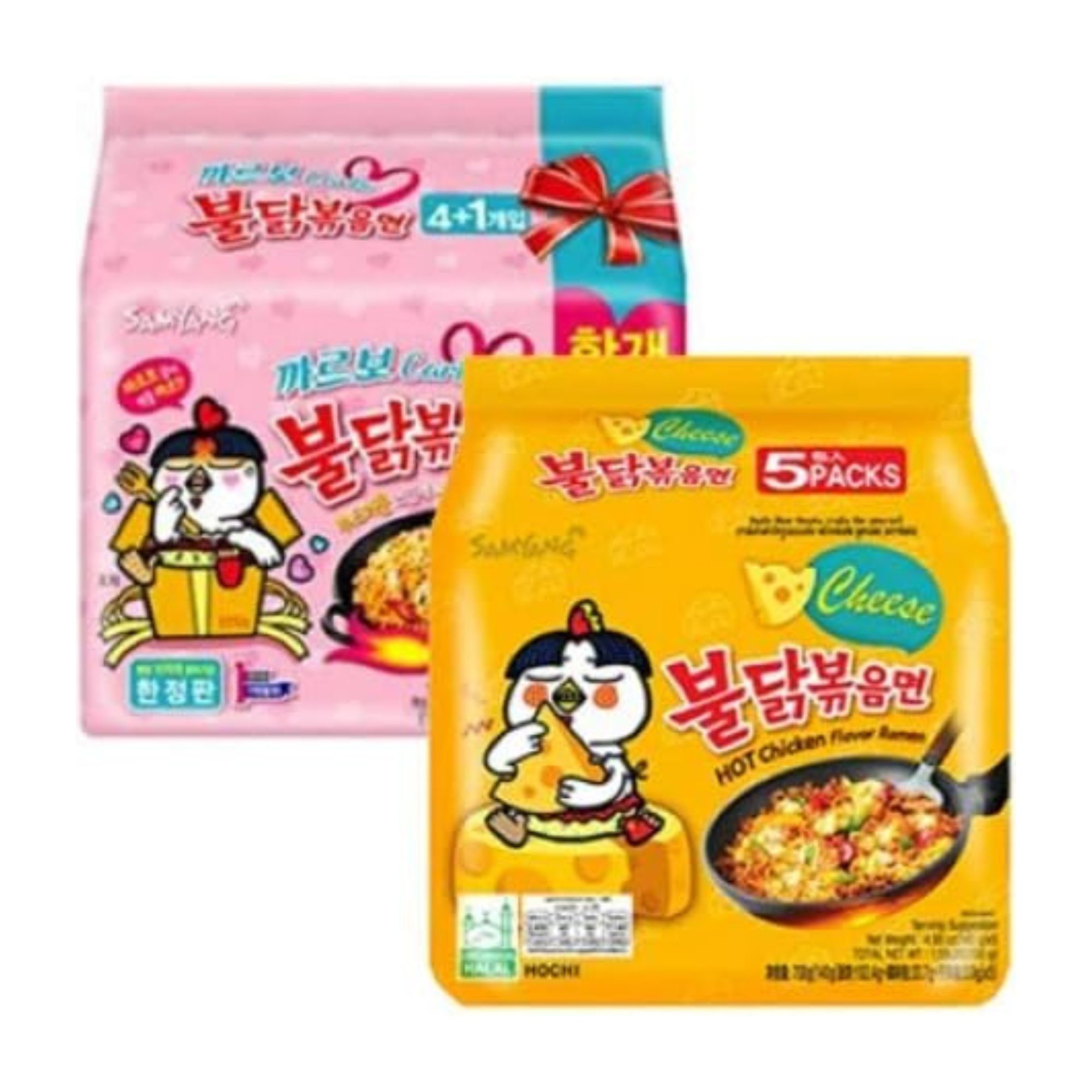Sopa Instantánea Ramen Coreana Buldak Surtidos 10 Piezas Carbonara y Queso.