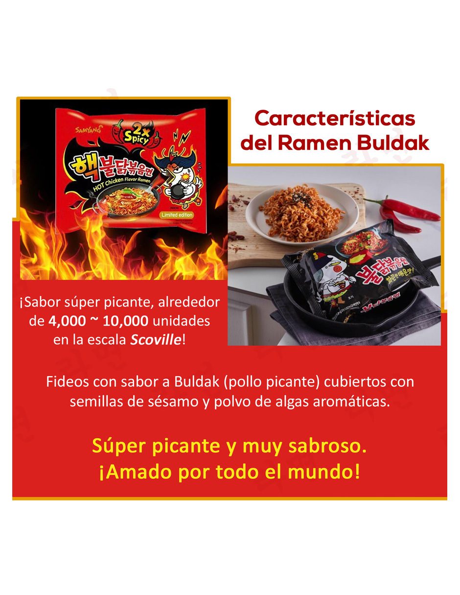 Sopa Instantánea Ramen Coreana Buldak Surtidos 10 Piezas Carbonara y Queso.