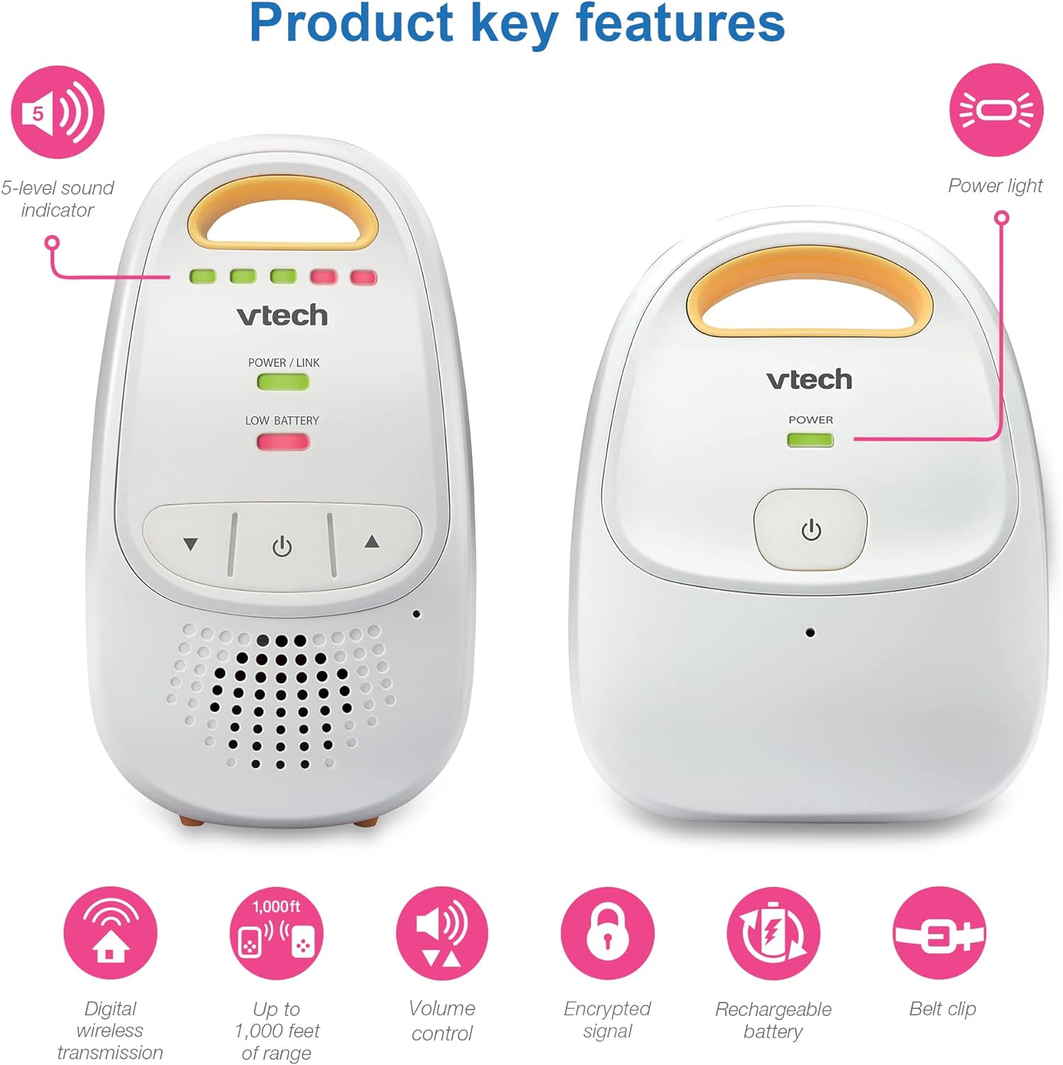 Monitor De Bebé Vtech Dm111 Recargable Sonido Digital Led indicador.