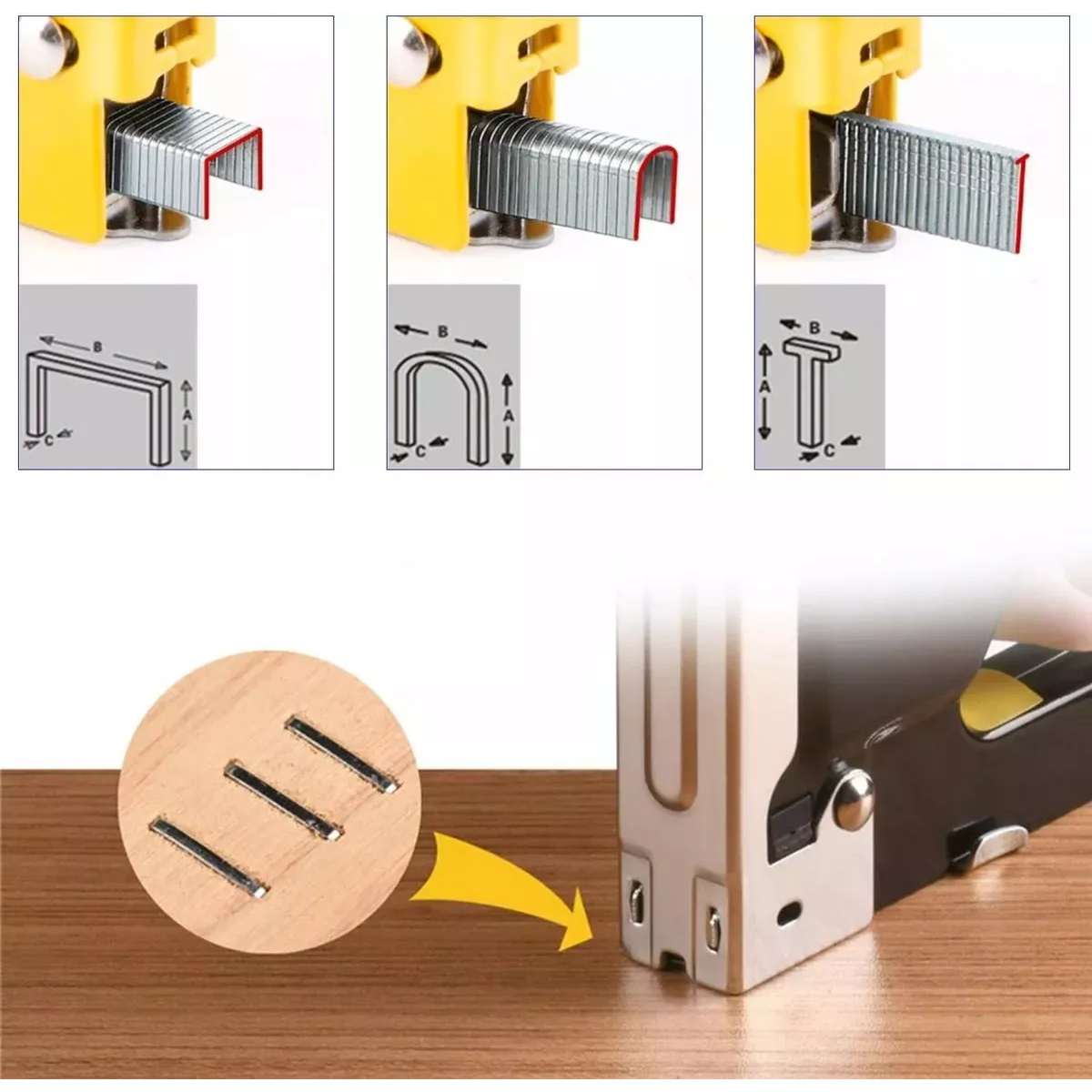 3 En1 Engrapadora Tipo Pistola Para Tapiceria Con 900 Grapas.