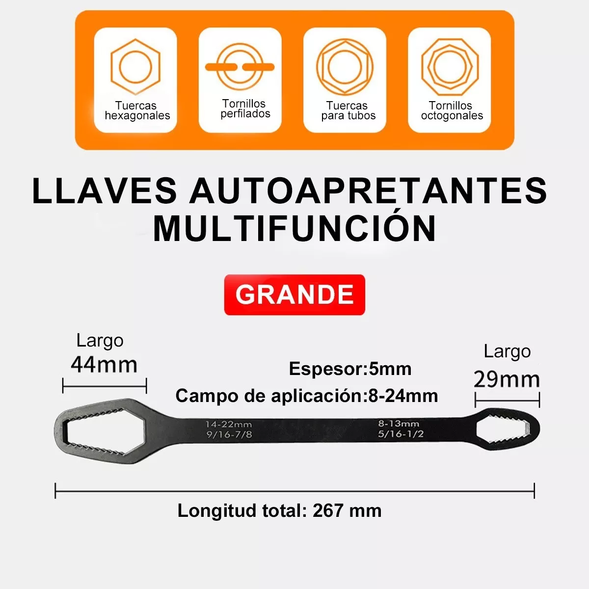 Llave Inglesa Universal Ajustable De Doble Boca 3-17/8-24mm.