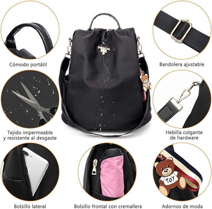 A Mochilas Antirrobo para Mujer Moda Mochila Bolso de Casual Hombro Gran Capacidad Mochila de Viaje.