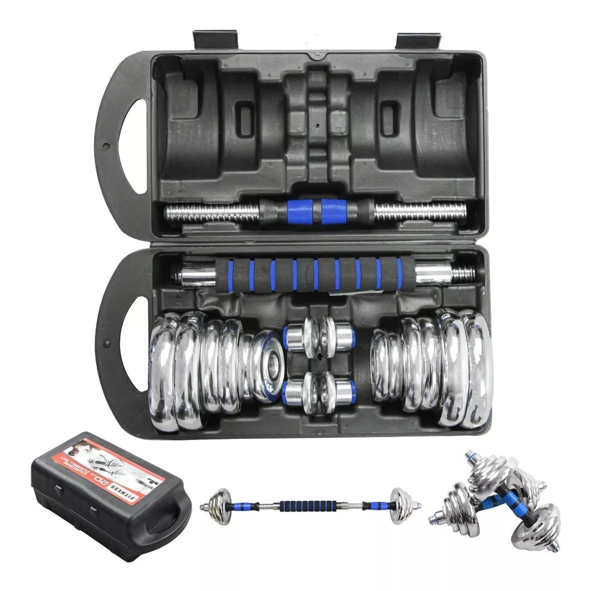 Kit De Mancuernas 20kg Pesas Con Barra Discos Ejercicio.