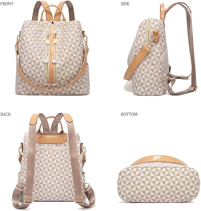 A Mochilas para Mujer,Bolsa Tipo Mochila para Dama, 2 Piezas Mochilas Antirrobo para Mujer,Mochila de Moda Casual,Gran Capacidad Mochila de Viaje,El Regalo Perfecto para Mujeres y Chicas.