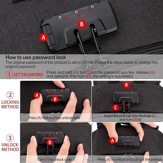 A Mochila antirrobo, Mochila Impermeable,DOXUNGOO Mochila para portátil Hombre Mujer Mochila Aire Libre paracon bloqueo y con USB Puerto y puerto audífonos para Laptop hasta 15.6 pulgadas (negro).