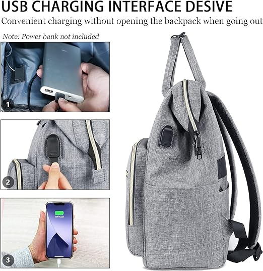 A Ytonet Mochila para Laptop Mujer，Mochila Impermeable y Resistente，Mochila Universitaria de 15.6 Pulgadas con Puerto USB，Mochila Ejecutiva de Trabajo, Backpack, Gris.