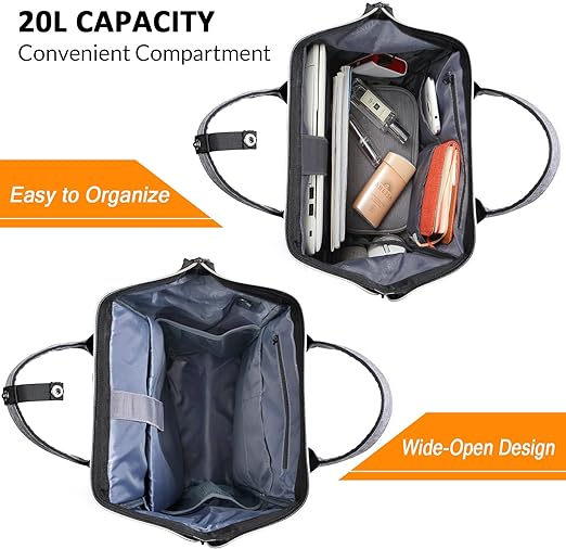 A Ytonet Mochila para Laptop Mujer，Mochila Impermeable y Resistente，Mochila Universitaria de 15.6 Pulgadas con Puerto USB，Mochila Ejecutiva de Trabajo, Backpack, Gris.