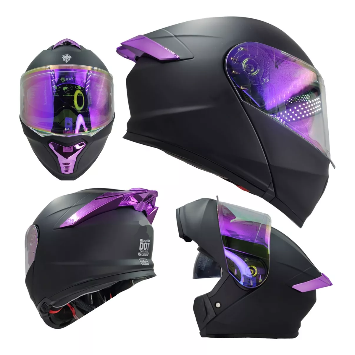 Casco Mujer Certificado Abatible Night Vision Talla XL.