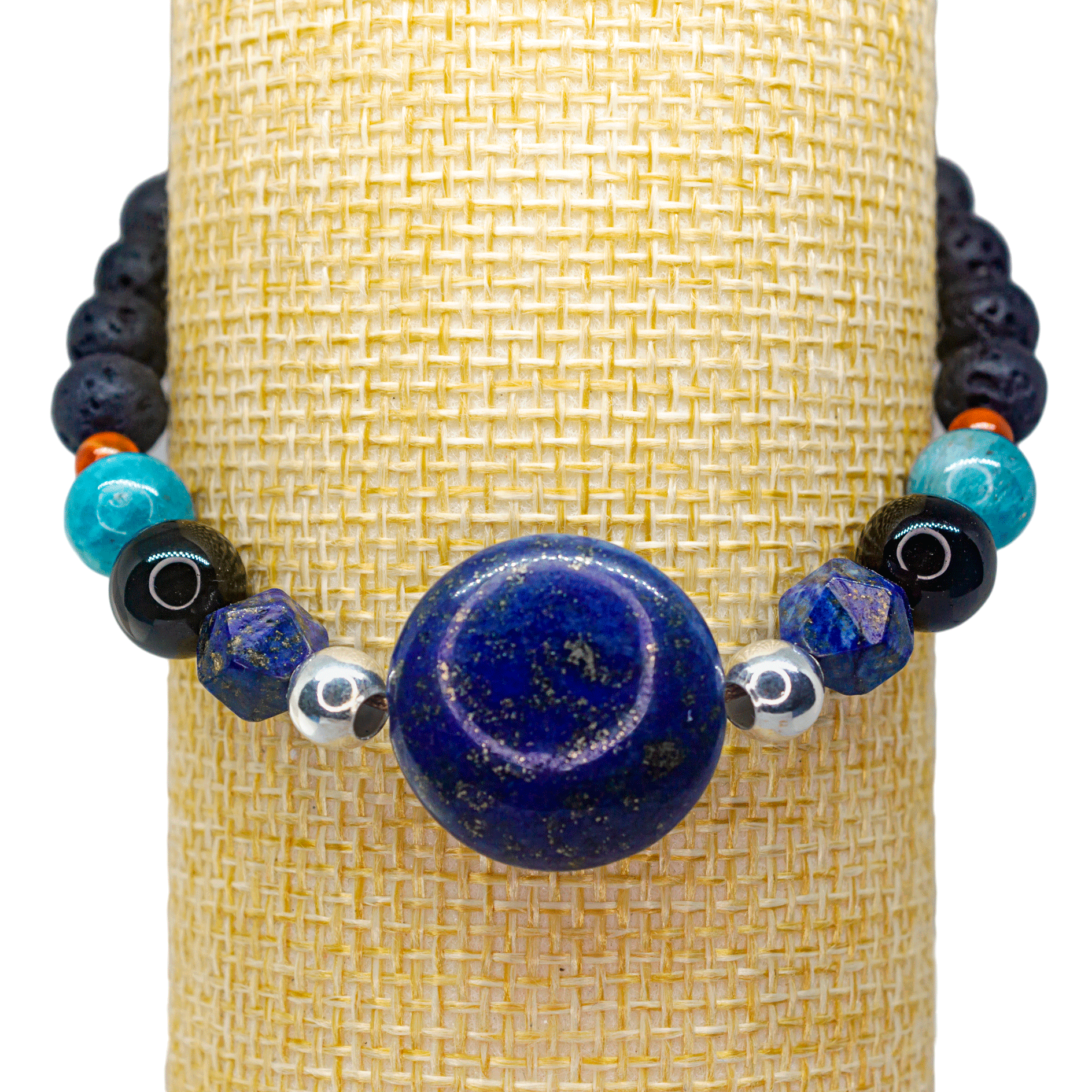 Pulsera Alta Protección contra Vampiros Energéticos Lapislázuli y Cornalina