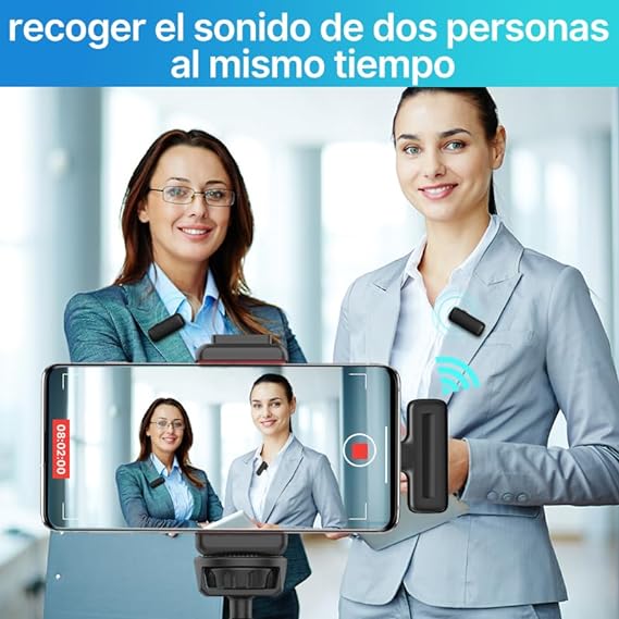 ULANZI J12 Micrófono inalámbrico de Solapa para iPhone iPad, 2-en-1 Plug-Play Mic con Estuche de Carga para el teléfono de grabación de vídeo Entrevista Youtubers Vloggers, 65ft Rango de transmisión.
