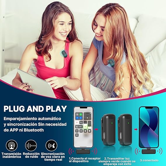 ULANZI J12 Micrófono inalámbrico de Solapa para iPhone iPad, 2-en-1 Plug-Play Mic con Estuche de Carga para el teléfono de grabación de vídeo Entrevista Youtubers Vloggers, 65ft Rango de transmisión.