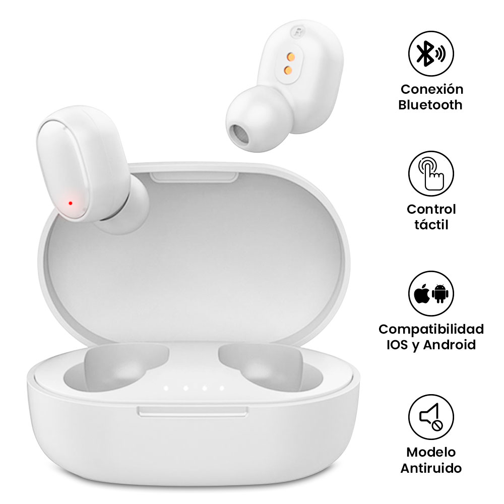 Audifonos Inalámbricos In-ear Manos Libres  Con Bluetooth 5.0 Diseño Ergonómico Color Blanco Mas Smartwatch Reloj Inteligente.