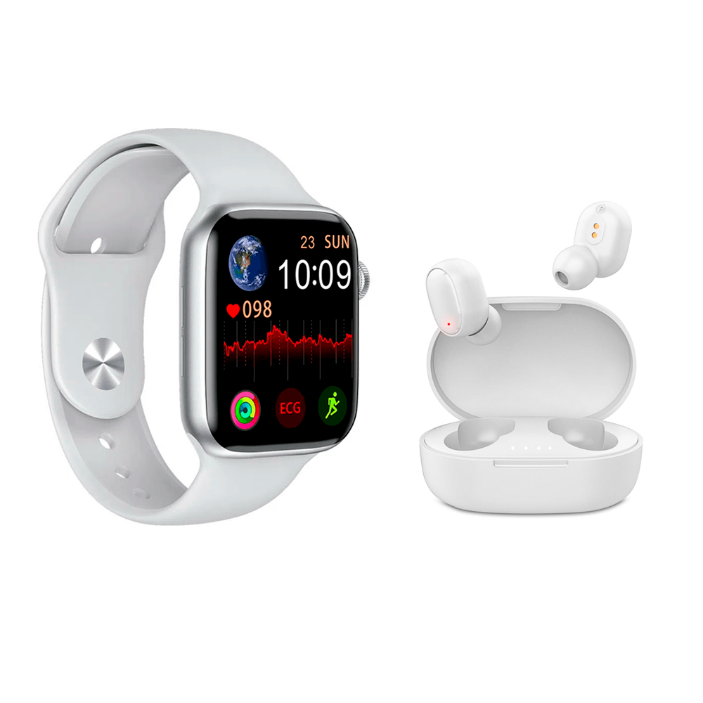 Audifonos Inalámbricos In-ear Manos Libres  Con Bluetooth 5.0 Diseño Ergonómico Color Blanco Mas Smartwatch Reloj Inteligente.