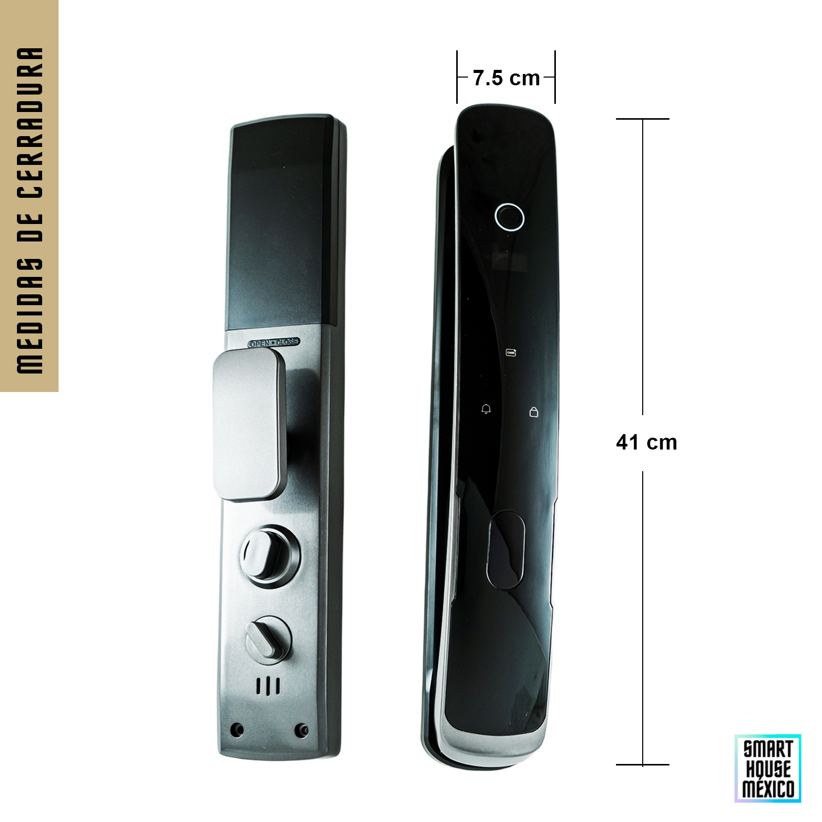 Cerradura Electrónica Inteligente Wifi De Seguridad. Con Timbre y 5 Métodos De Apertura. Modelo: Quantum (gris)
