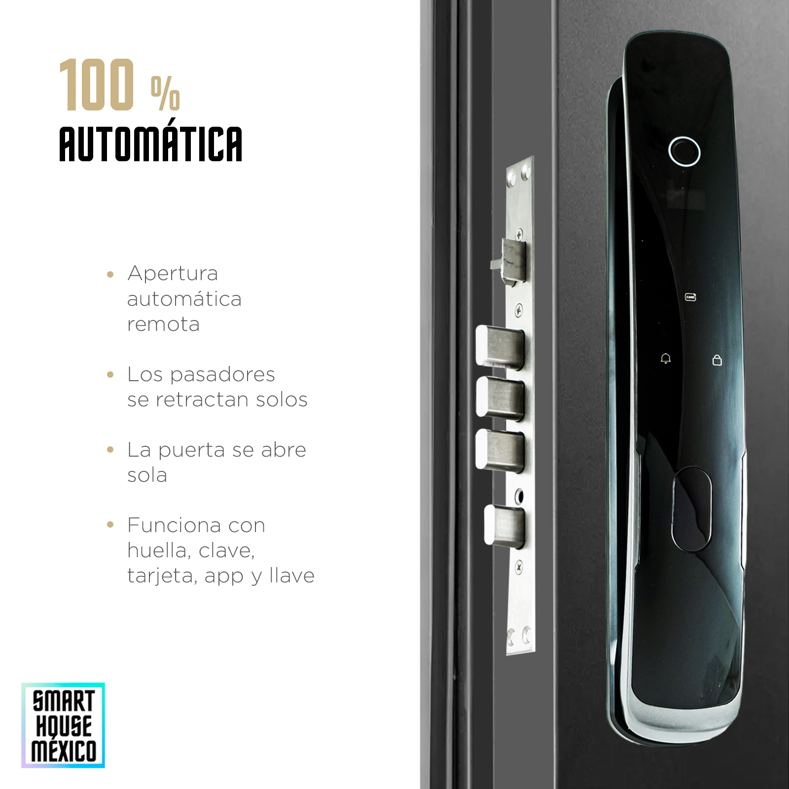 Cerradura Electrónica Inteligente Wifi De Seguridad. Con Timbre y 5 Métodos De Apertura. Modelo: Quantum (gris)