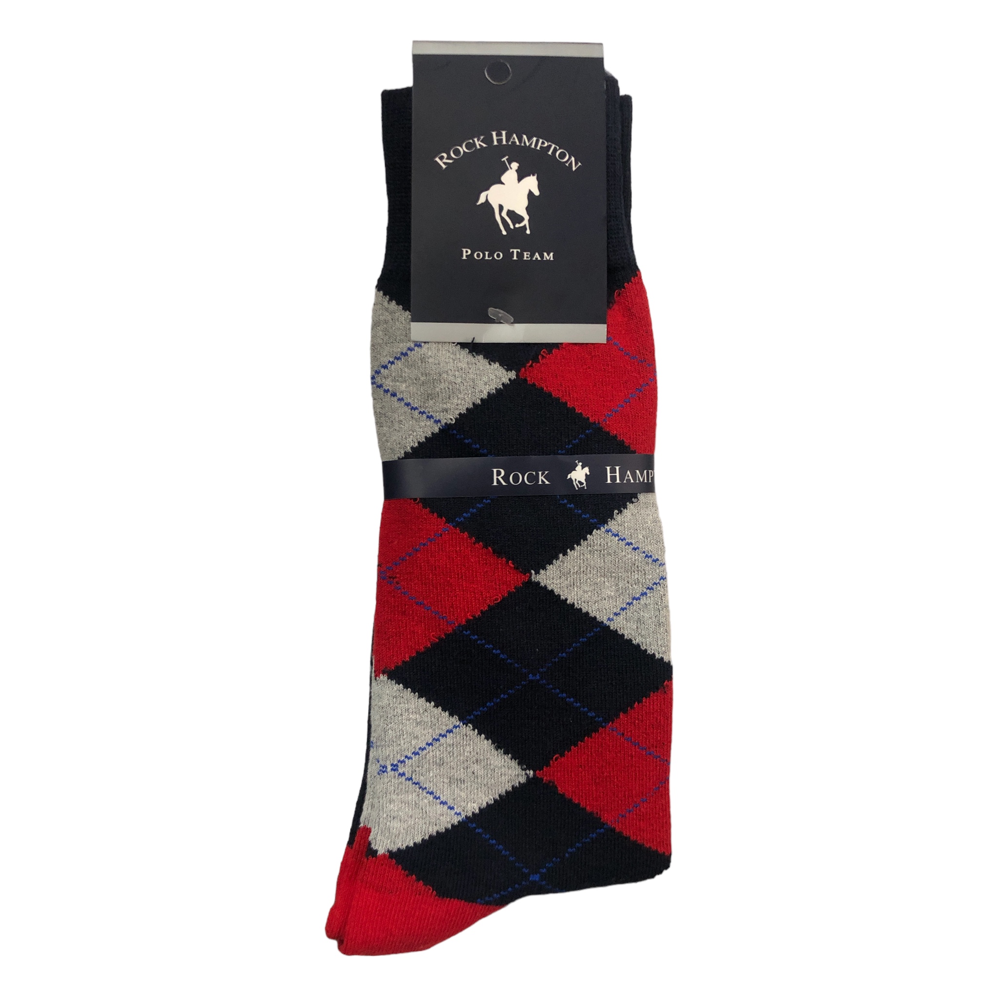 Calcetines Rojo Diseño Rombos Para Caballero Polo Team