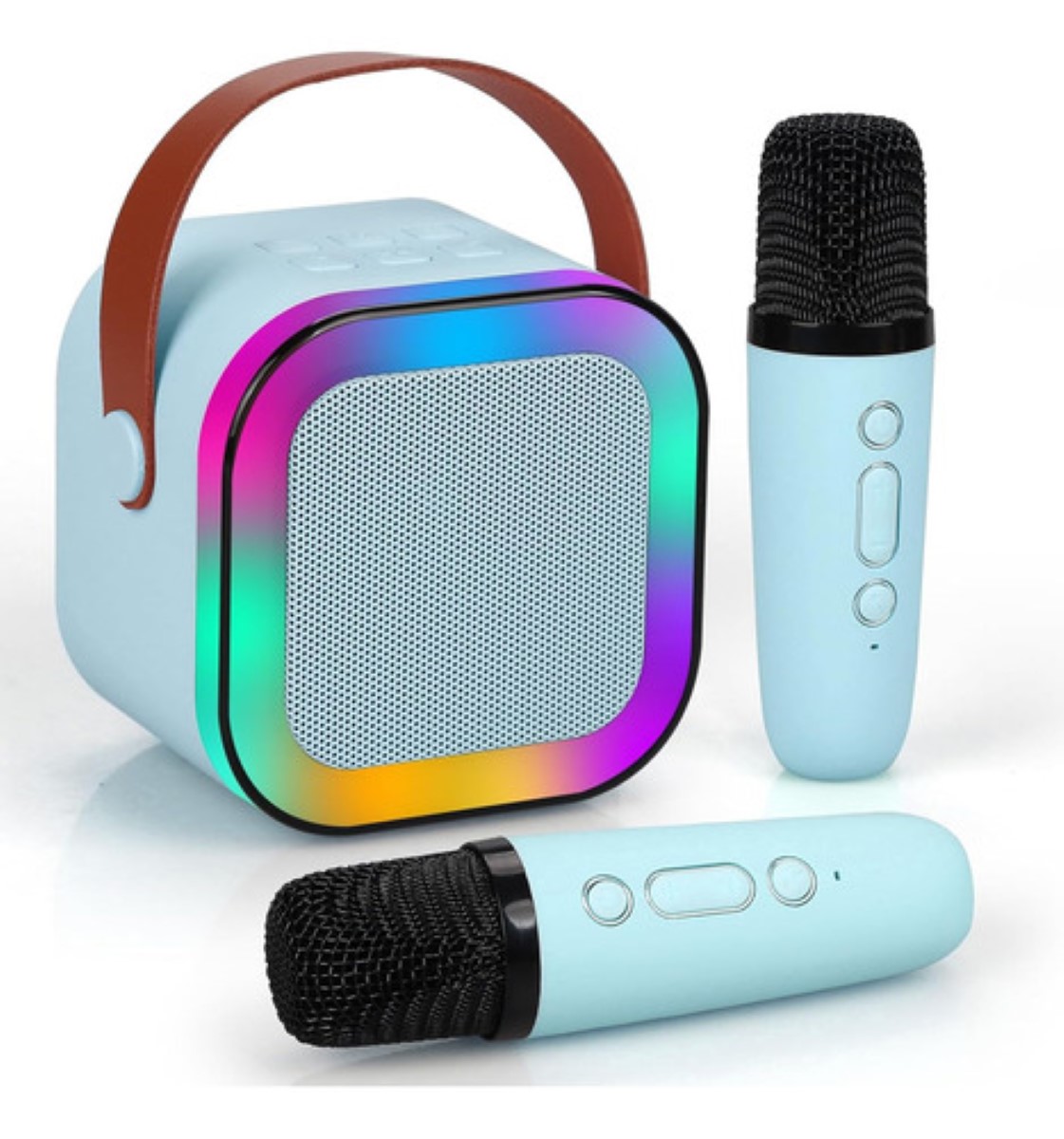 "Altavoz Bluetooth Portátil Máquina Karaoke Con 2 Micrófonos Azul Acero "