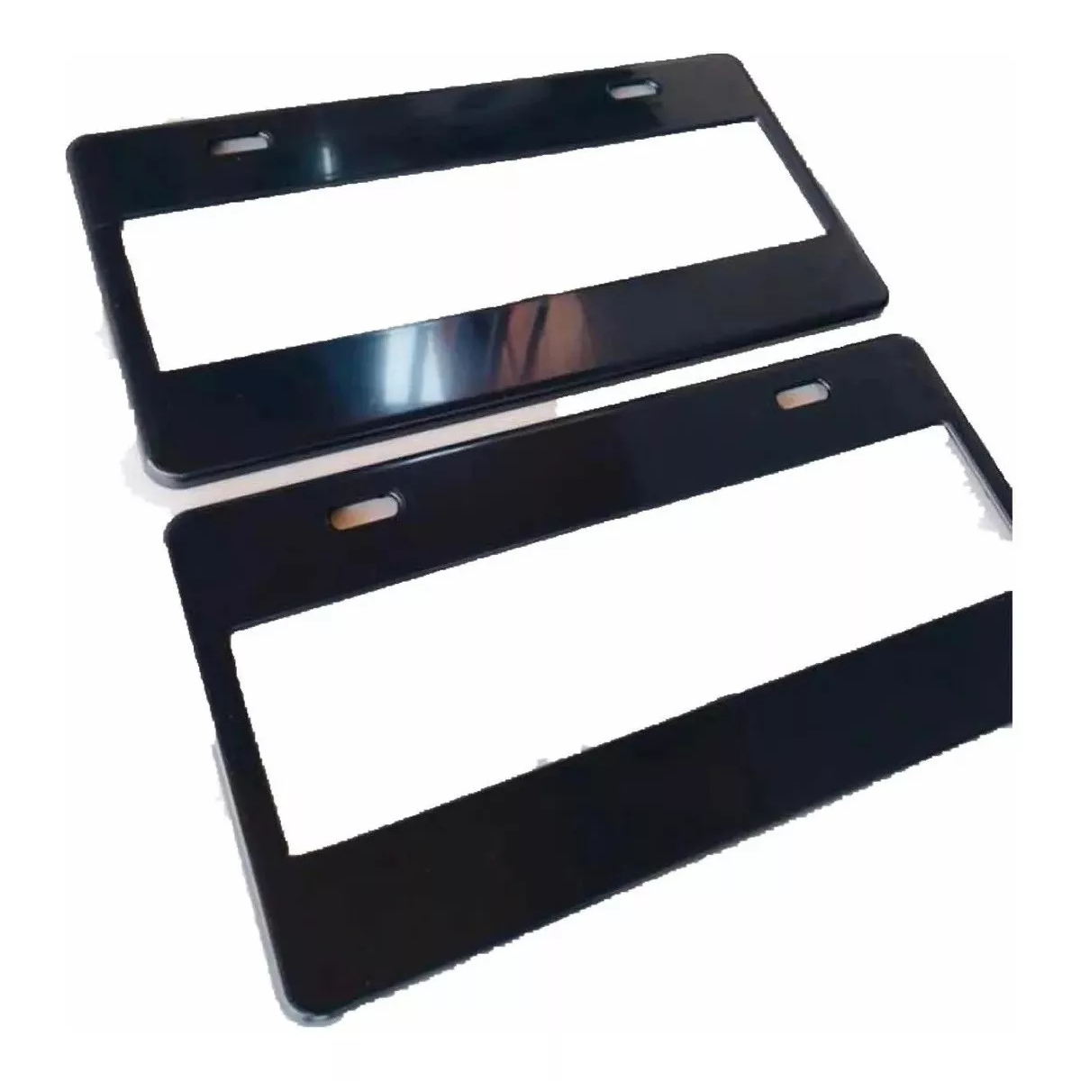 Juego De Porta Placas Tipo Europeo Negro Liso Universal.