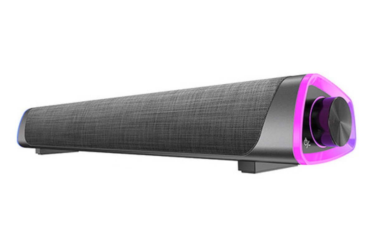 "Bocina Bluetooth 5.0 Para Pc Laptop Gamer Led Color Negro Morado ".