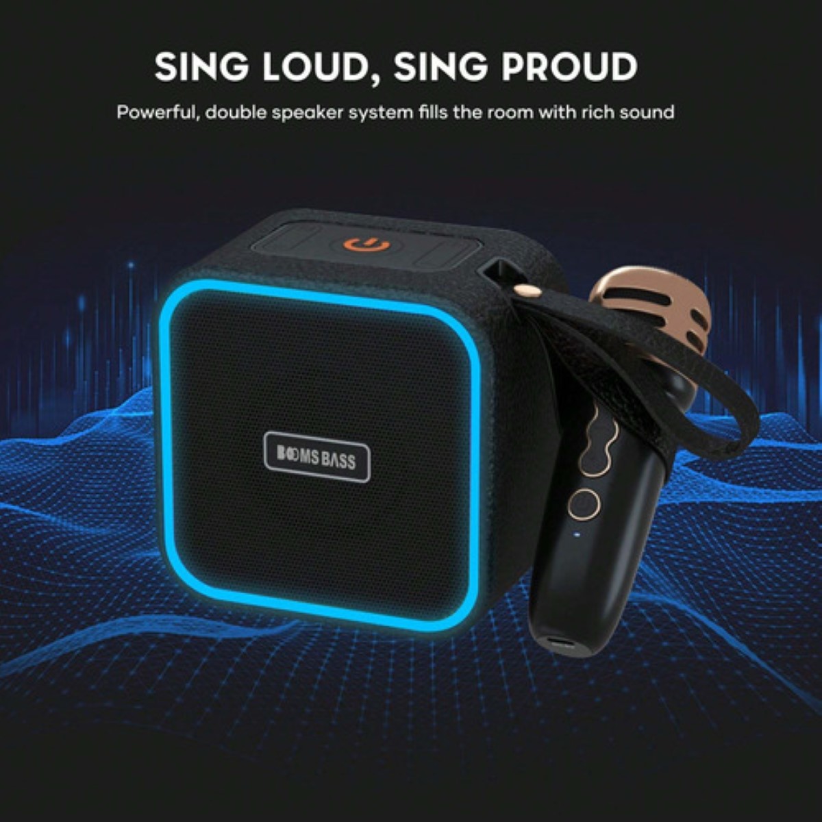 "Bocinas Bluetooth Portatil Recargables Karaoke C/micrófono negro "