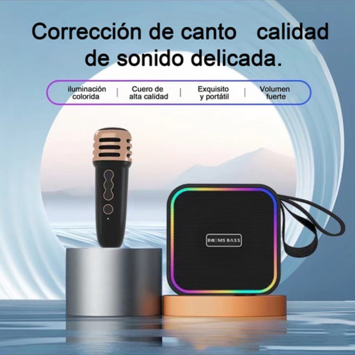 "Bocinas Bluetooth Portatil Recargables Karaoke C/micrófono negro "