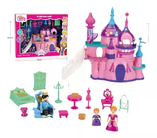 Castillo De Princesa Casa De Juguetes Con Muebles Luz Sonido.