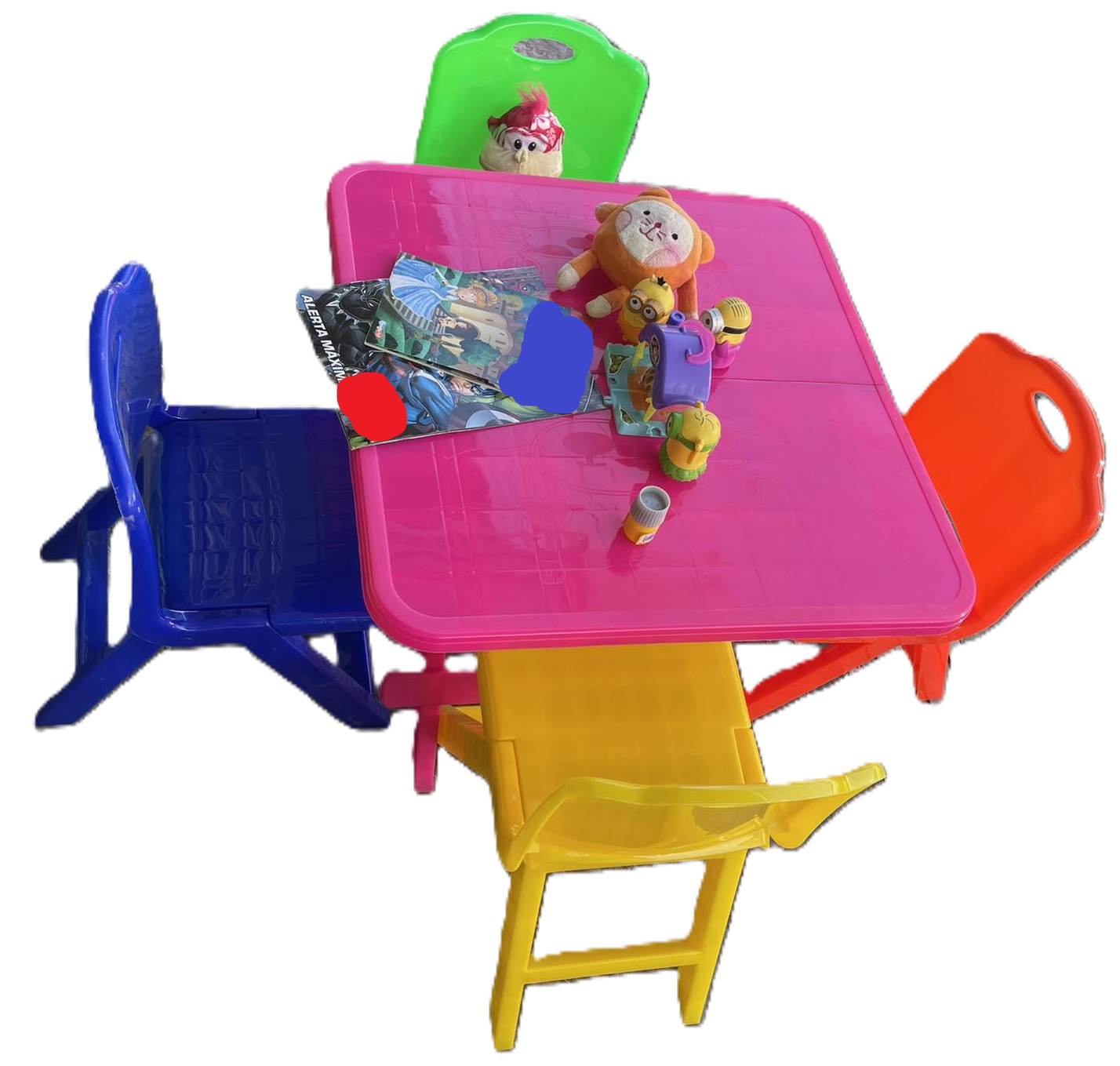 Mesa plegable con 4 sillas plegables infantil para niños