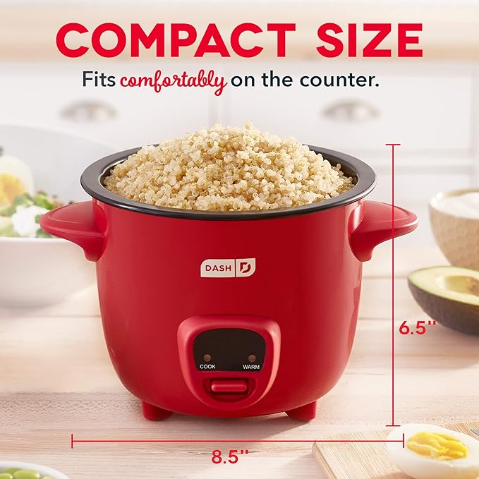 Dash Rice Cooker, Rojo, Mini, 1.