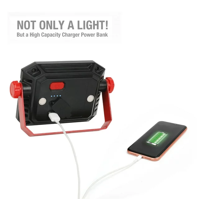Lámpara De Trabajo Led Recargable De 1000 Lúmenes 40 Metros, Ajustable 360 Grados Marca Hyper Tough.