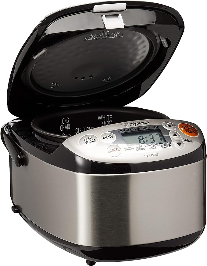 Zojirushi ns-lgc05 X B Micom Arrocera y calentador, acero negro.