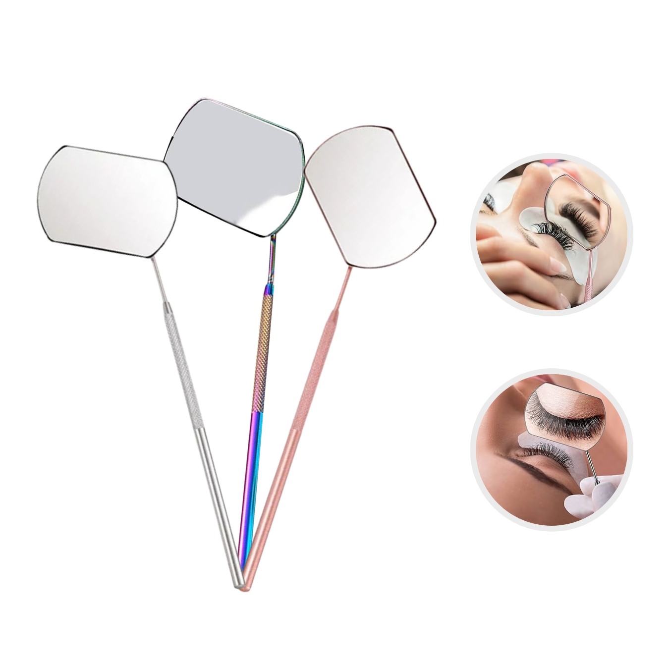 Espejo Mano Para Inspección Extensiones De Pestañas o Dental Rectangular.