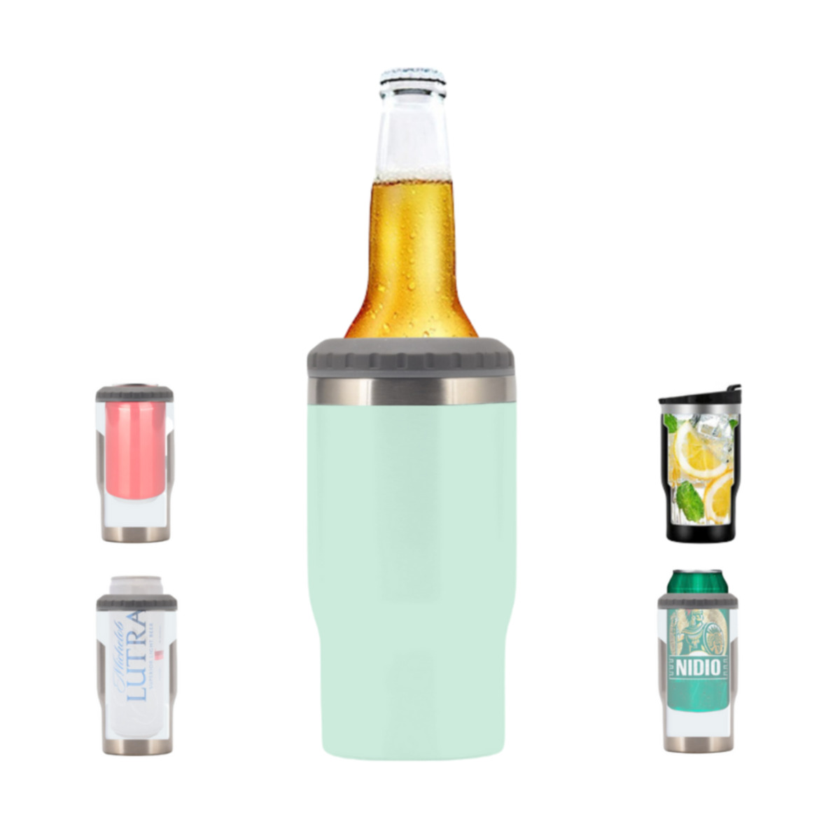 Termo Porta Botellas 2 en 1 de 414 ML - Origami Home -Verde Menta.