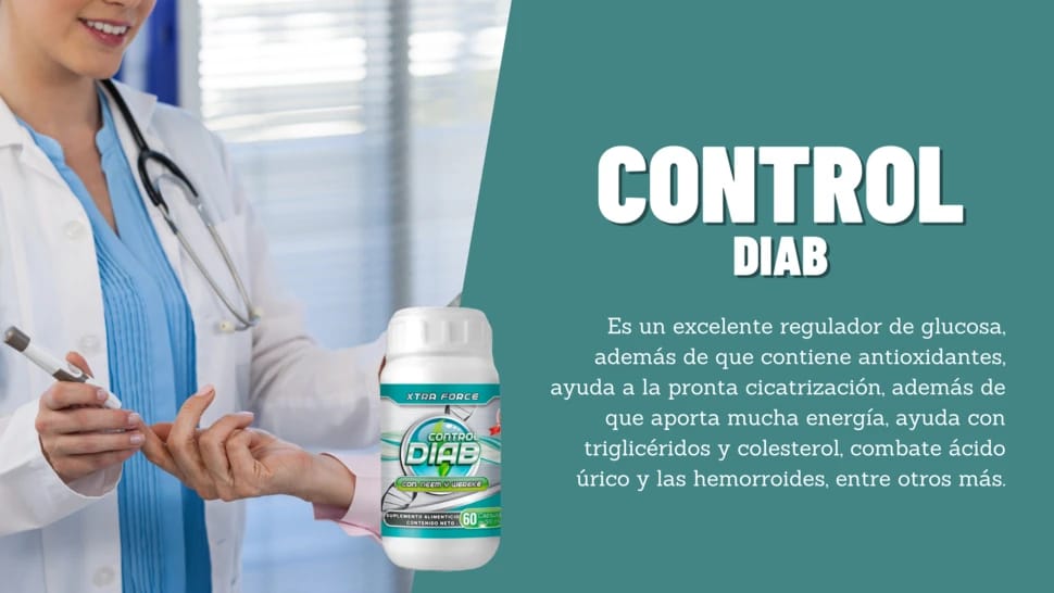 Control Diab es un Suplemento y Antioxidante, que contiene Ingredientes Naturales, ayuda a Refuerzo Cardiovascular y Diabetes sin problemas, Multivitaminico hombre 60 Cápsulas.