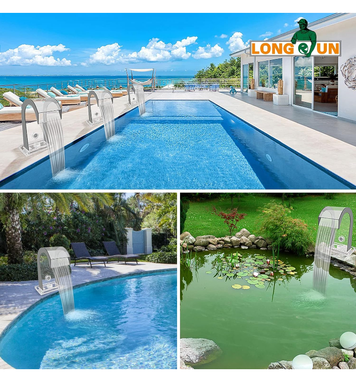 Fuente cascada para piscina aliviadero