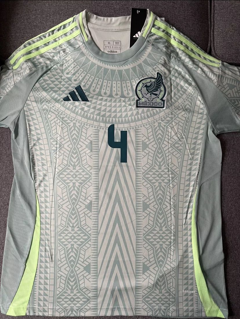 Nuevo! Jersey Mexico Copa America 2024 Visita Gris Edson Alvarez 4 El Machin Talla S.