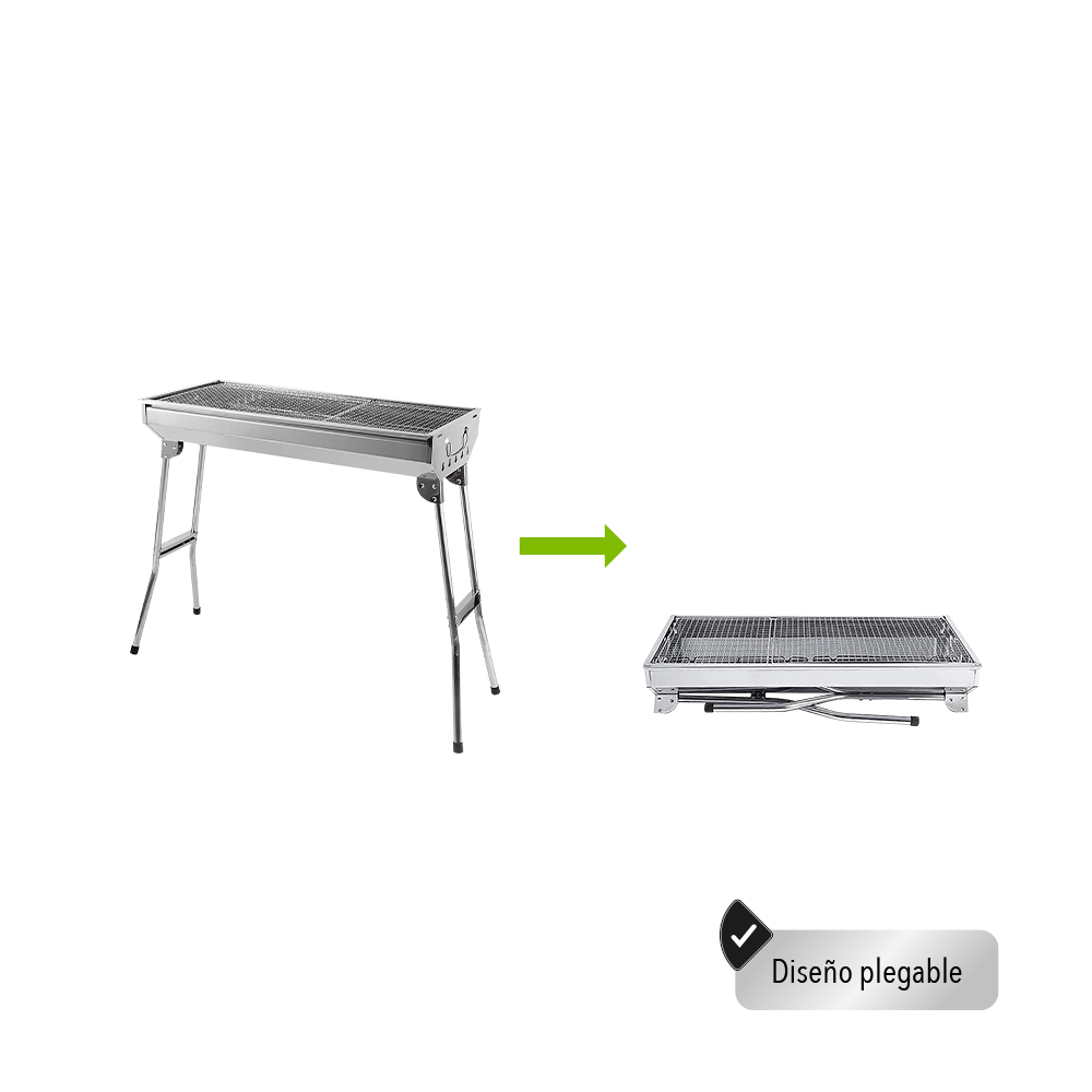 ASADOR PORTÁTIL PLEGABLE COLOR GRIS 73X33X70 CM.