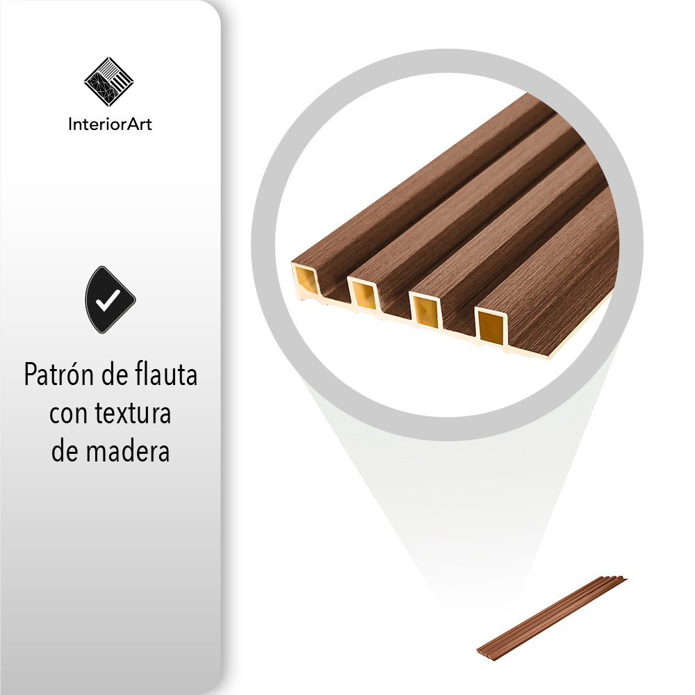 LAMBRIN DECORATIVO PREMIUM 3.4 M² 10 PZAS ESTILO MADERA COLOR  CAFÉ OSCURO .