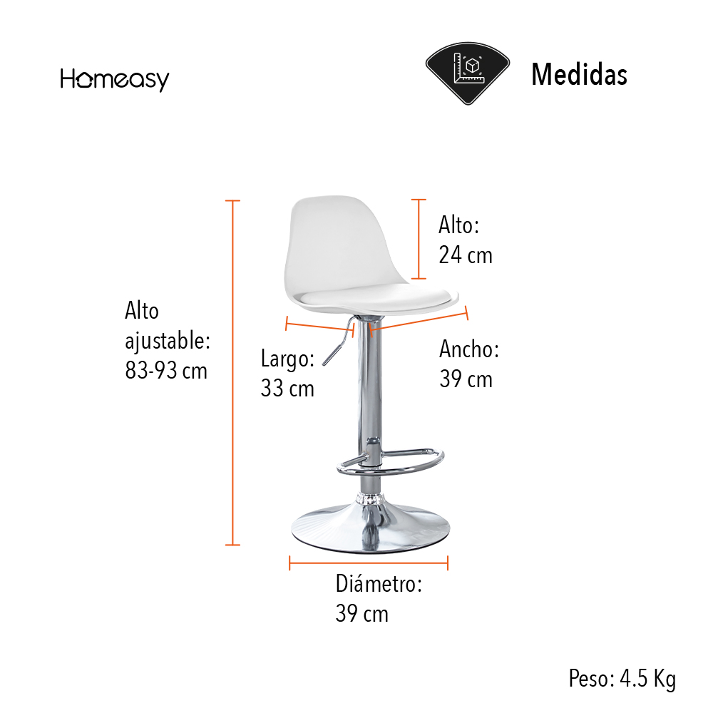 SET DE 4 BANCOS TIPO EAMES COLOR BLACO.