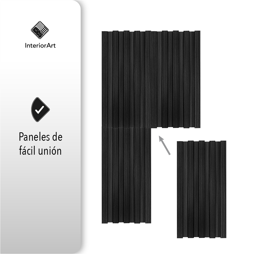 LAMBRIN DECORATIVO PREMIUM 3.4 M² 10 PZAS ESTILO MADERA COLOR NEGRO .