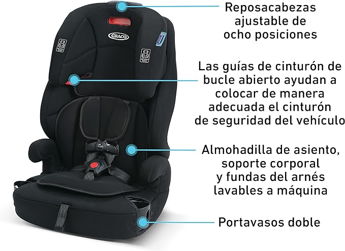 A Graco - Asiento de coche Tranzitions 3-en-1 Harness Booster, Proof.