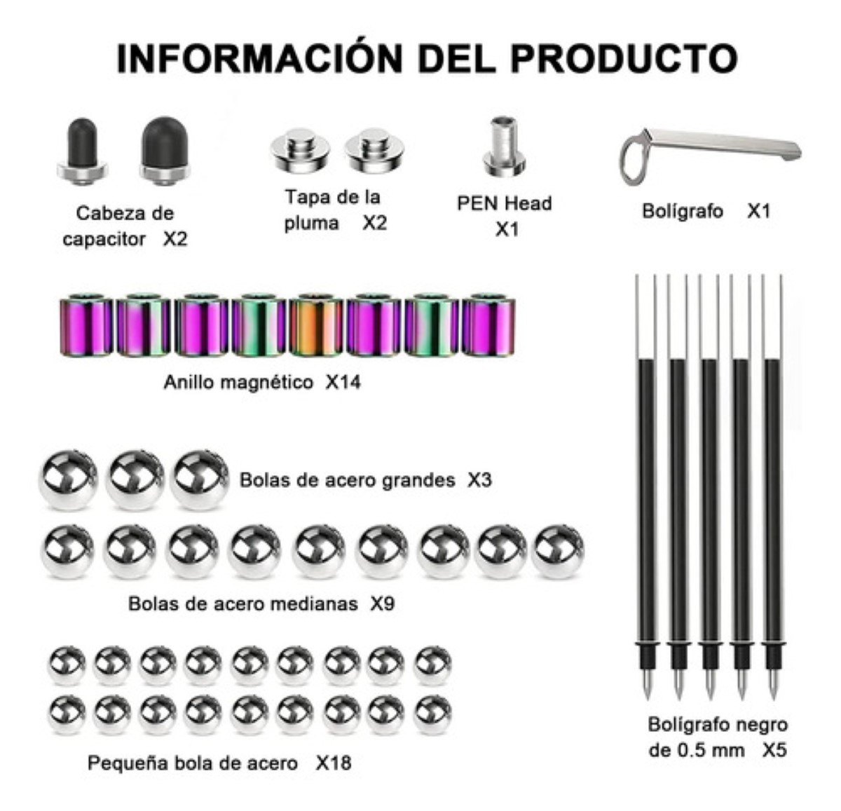 "Bolígrafo Magnético Antiestrés Para La Yema Del Dedo Tornasol "