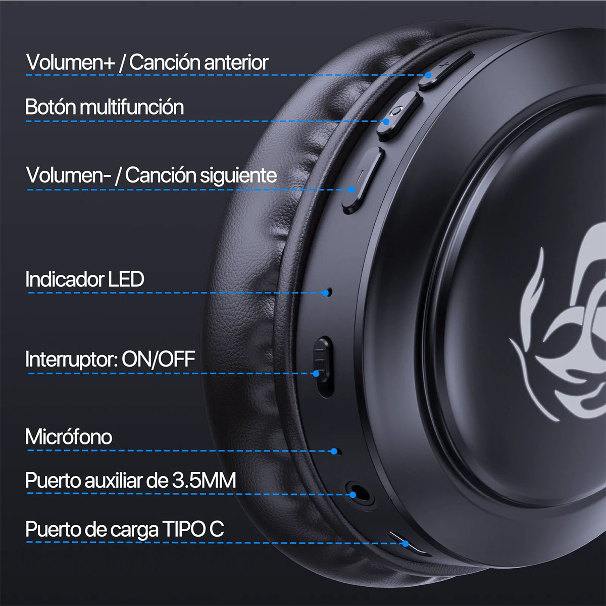 Audífonos Manos Libres Bluetooth Diadema LED RGB Aut202 1Hora