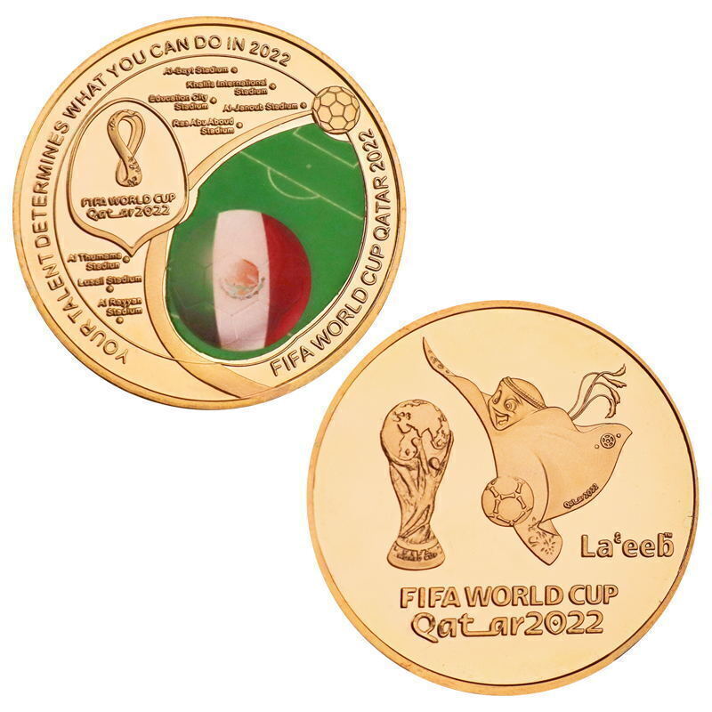 Moneda Conmemorativa Mundial Catar Qatar 2022 .