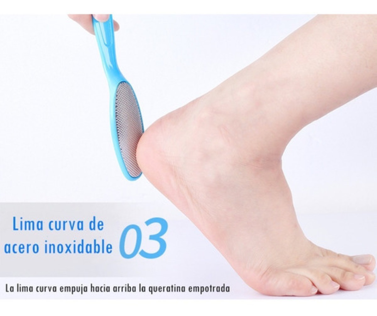 8 Removedor Lima Quita Callos Pedicure Pies Acero Inoxidable Azul