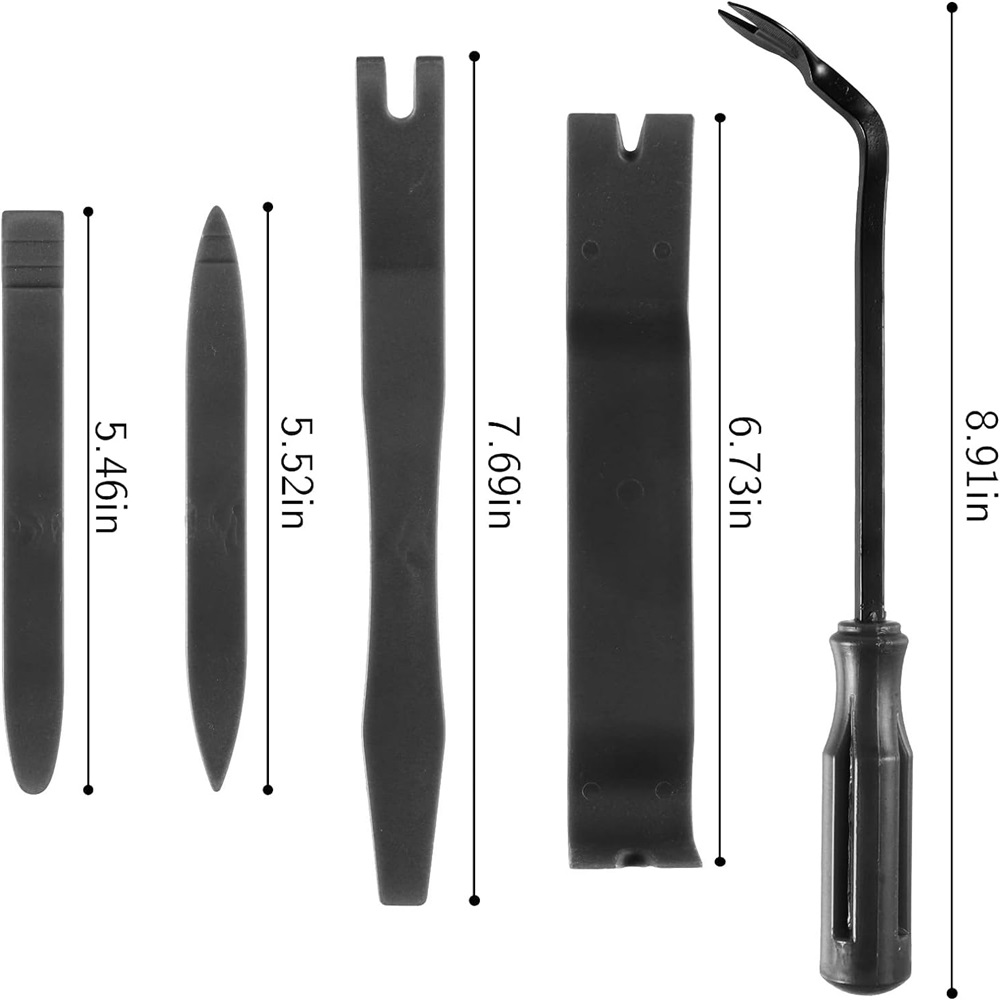 Juego de herramientas para remover adornos de automóviles.