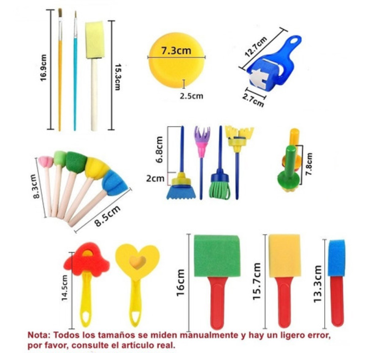 Juego De Pinceles De Esponja Para Niños – 30 Herramientas De Pintura – Formas Divertidas Y Fáciles De Agarrar