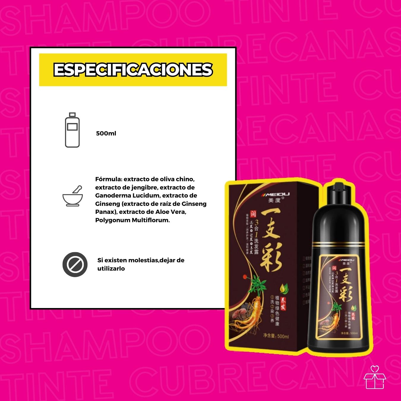 Shampoo Tinte Instantaneo Cubre Canas Natural Jengibre 500ml Purpura.