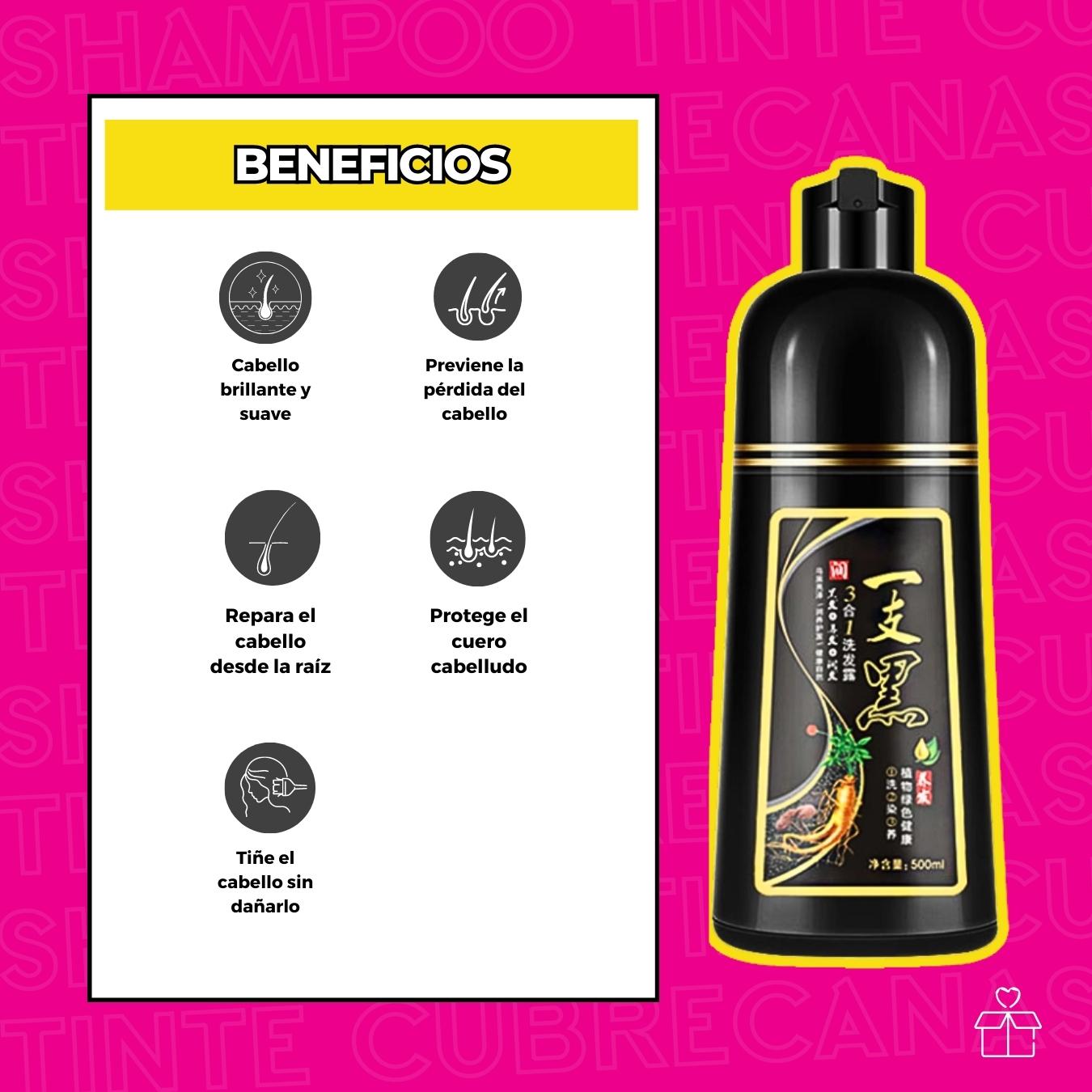 Shampoo Tinte Instantaneo Cubre Canas Natural Jengibre 500ml Purpura.